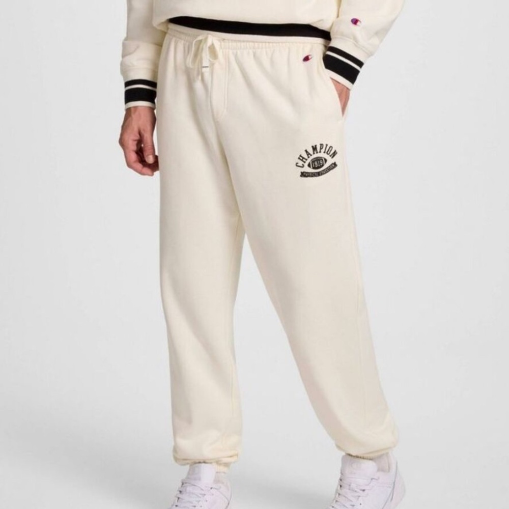 Champion Men's Loose Fit Cream Logo Sweatpants Sz XXL NWT